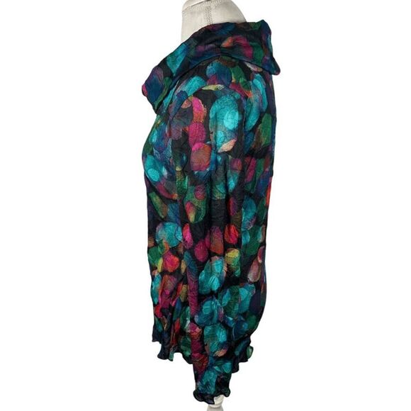 Snoskins Multi Color Dot Print Cowl Neck Top Art to Wear Asymmetrical Hem Size M - Picture 3 of 8